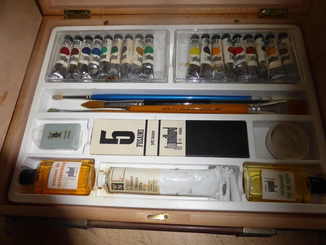 Juego de pintura al óleo francesa vintage Paillard