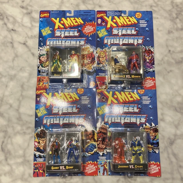4 Set Vintage Marvel X-MEN Steel Mutants Die Cast Metal Figures Lot ToyBiz 1994