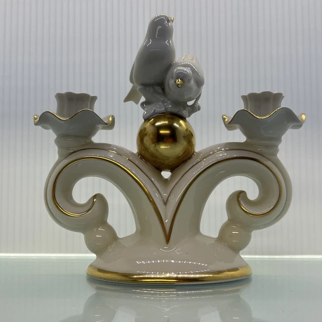 Art Decor Gerald Porcelain Bavaria Candle Holder Yellow Foot Bird Hold Decor Mot