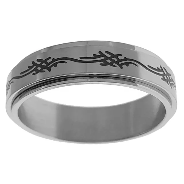 Bague tournante noire pour homme avec étoiles ZR0119