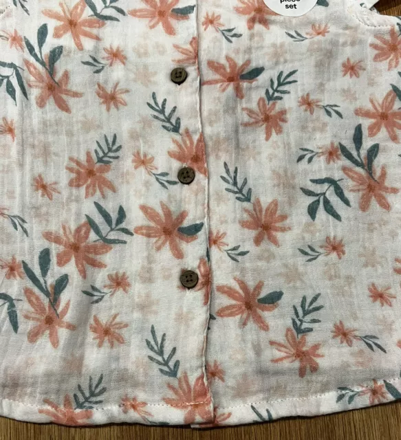 BABY GIRLS Cotton Floral Flower Print Button Down Shirt & Shorts Size 2 NEW BNWT 2