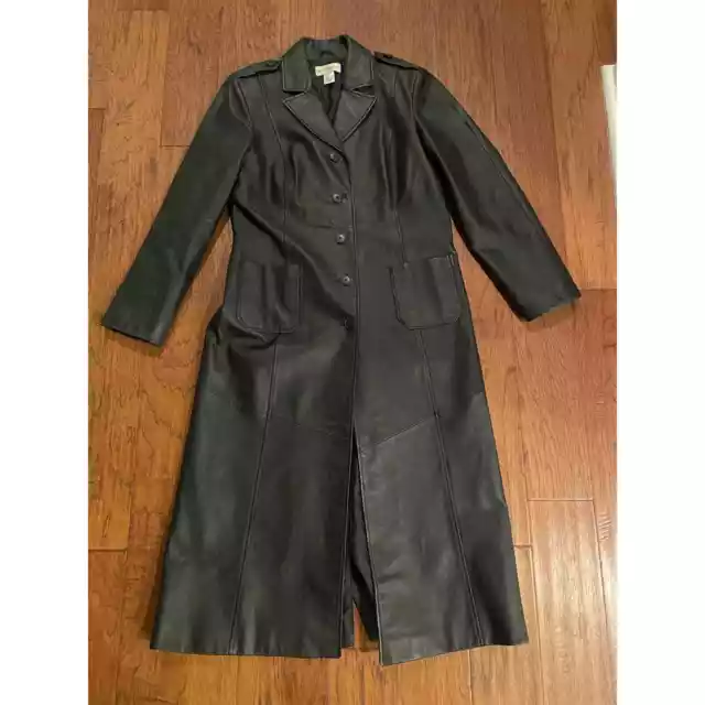 Vintage Newport News Leather Trench Coat Dress Jacket