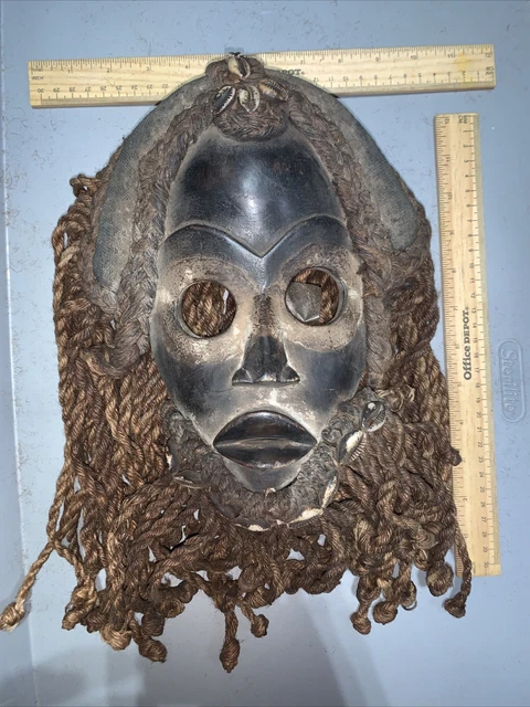 Dan Mask with Cowries and Rope Beard African mask great size OFFERS #22