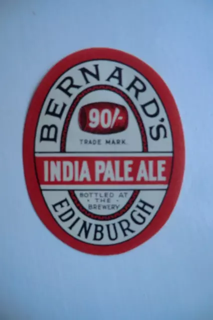 Smaller Mint Bernard Edinburgh 90/- India Pale Ale Brewery Beer Bottle Label