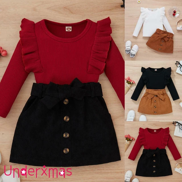 Kids Toddler Baby Girls T-shirt Tops Skirt Dress Outfits Set 2PCS Casual Clothes