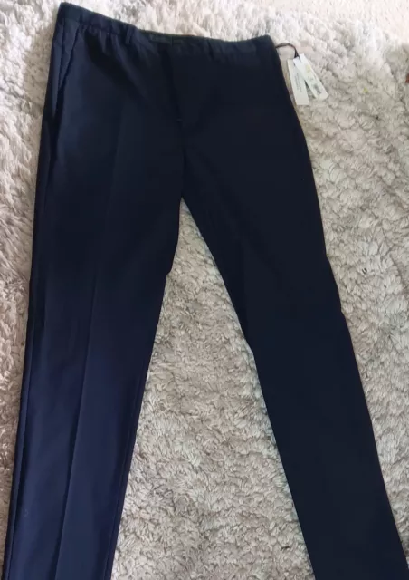 Versace Collection Navy Blue Pants 35 Flat New W/Tags Made in Italy