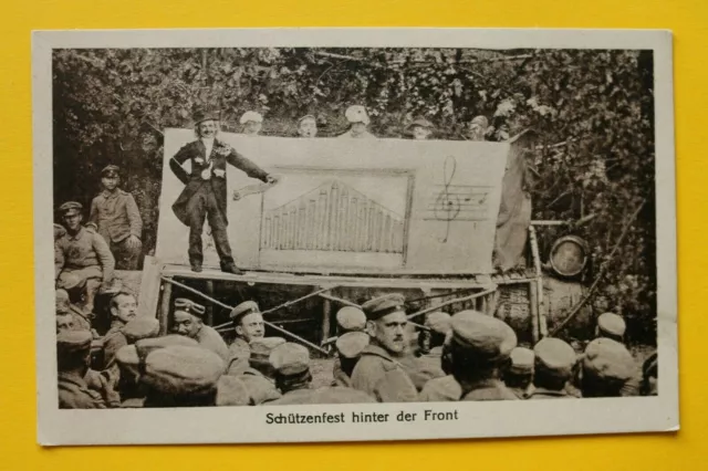 Patriotik AK Schützenfest Hinter Front 1914-18 Soldaten Humor Bühne 1.WK WWI (A