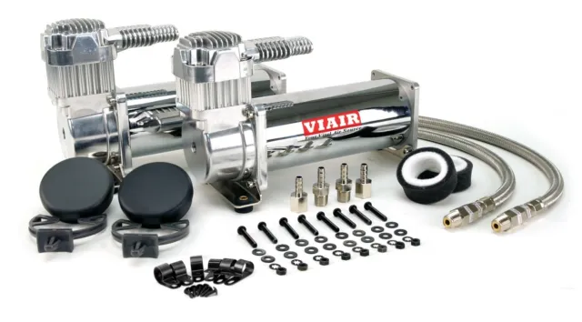 VIAIR 444C DUAL Pack Chrome Compressors Air Bag Air Ride Suspension 44432