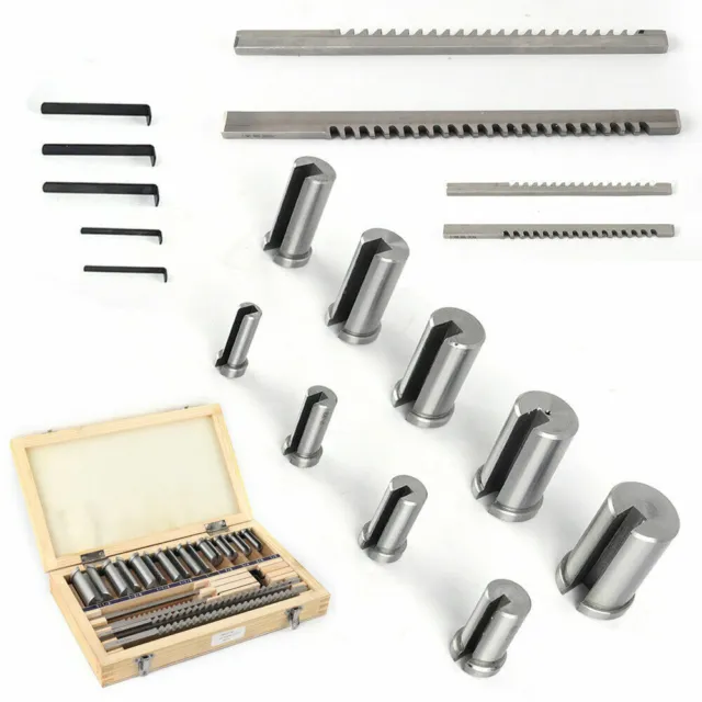 18Pcs Keyway Broach Kit 1/8 3/16 1/4 3/8" HSS CNC Metalworking Cut Tool Set