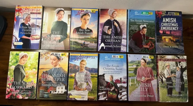 Lot of 12 Love Inspired Amish Inspirational Romance Paperback Books.