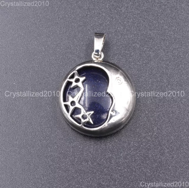 Natural Gemstones Moon and Stars Reiki Chakra Healing Beads Pendant Necklaces
