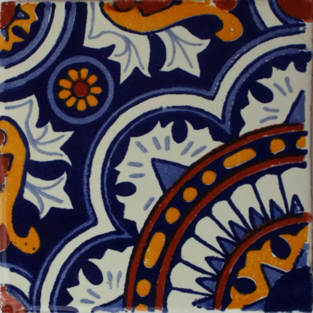 4.2x4.2 9 pcs Moroccan Mexican Clay Tile Handmade Talavera Backsplash Mosaic