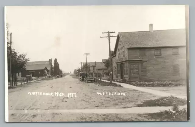 Main Street WHITTEMORE Michigan RPPC Antique Photo Studio Sign Iosco Co 1910s