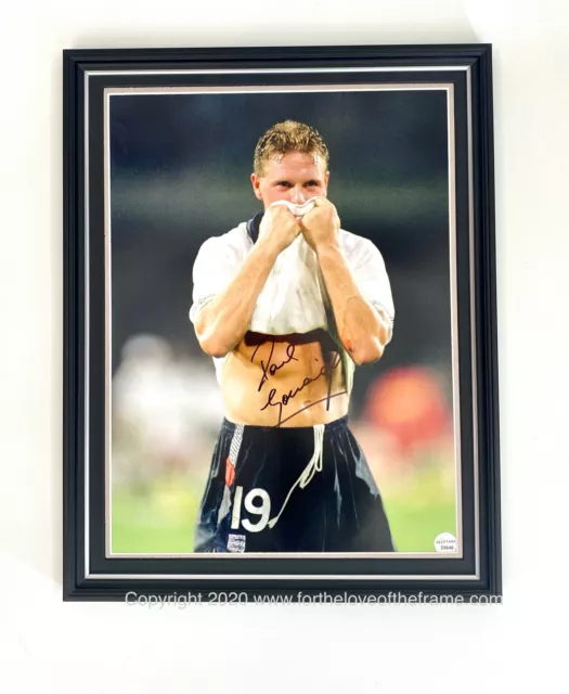 Paul Gascoigne Gazza Hand Signed England Football Soccer Luxury Framed Display