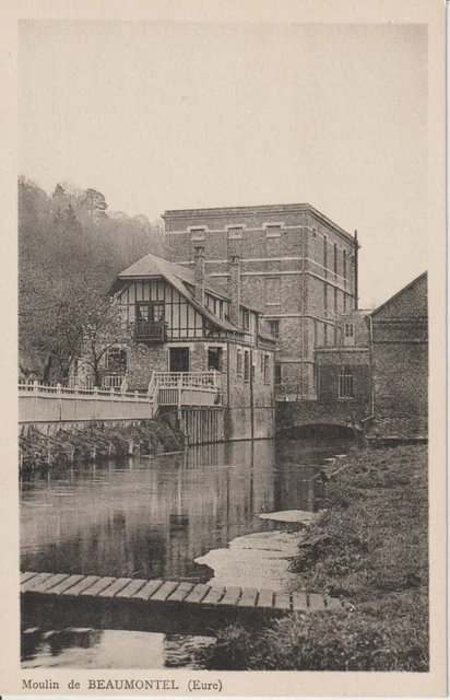 carte postale ancienne Beaumontel moulin minoterie farine blé