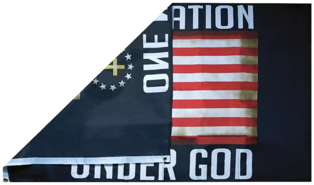 Un Nation Sous Dieu Betsy Ross Croix Vintage 100D 3'x5' Tissé Poly Nylon Flag 2