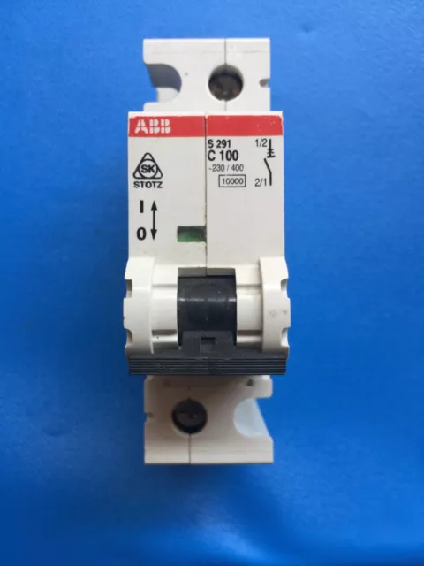 ABB S291 C100   100 Amp Type C MCB Miniature Circuit Breaker