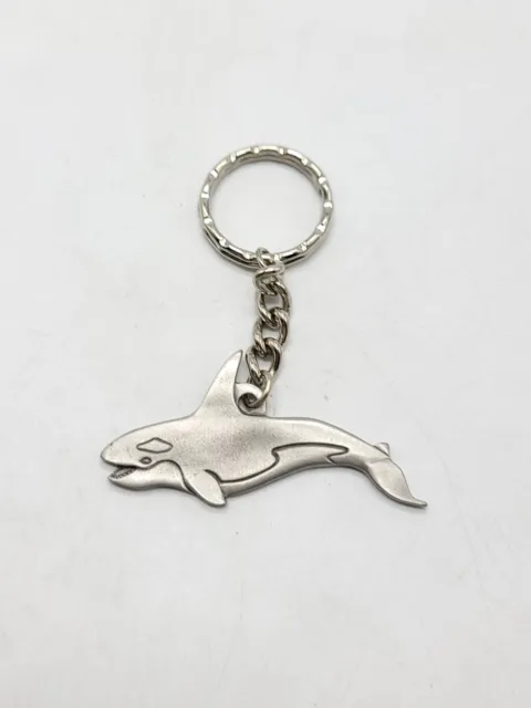 1984 I Love Killer Whales Rawcliffe Pewter Keychain Key Ring