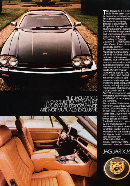 1983 Jaguar XJ-S XJS luxury - Classic Vintage Advertisement Ad A84-B