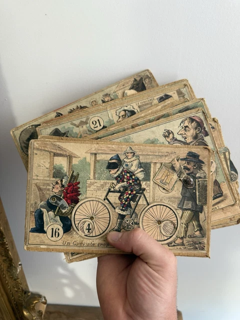 XIXe - RARES 12 GRANDS CARTONS JEU ANCIEN DE LOTO HISTORIQUE - Jouet