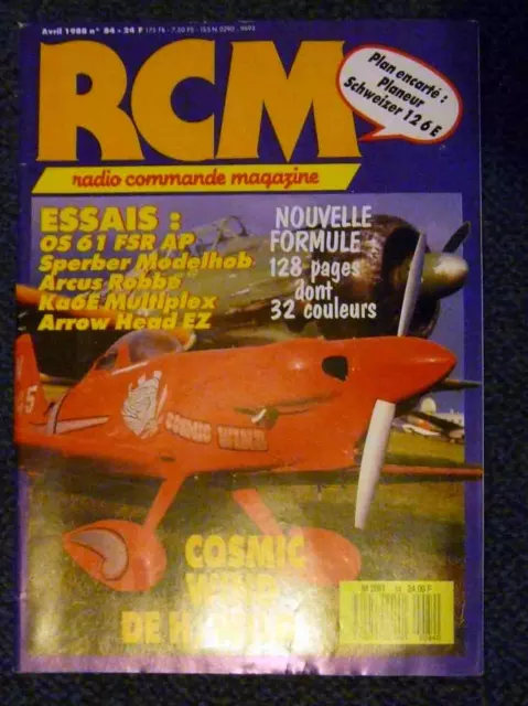 Aéromodelisme RADIO COMMANDE MAGAZINE n° 84 Plan encart Planeur schweizer 12 6 E