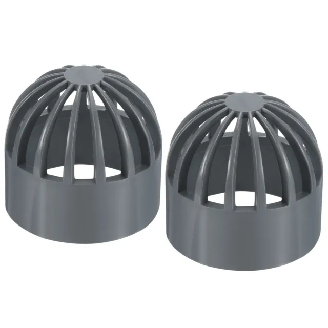 2Pcs 1-1/2" Atrium Grate Cover Round Outdoor UPVC Sewer Drain Pipe Fitting Gray