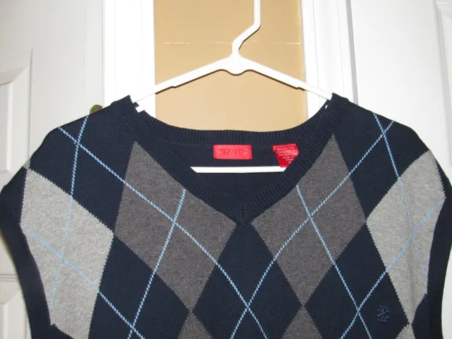 NEW NWOT IZOD Mens Size XL Sweater Vest V Neck Argyle Blue Gray Cotton ...