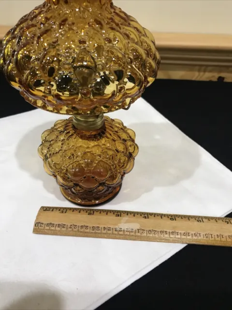 Miniature Amber Glass Diamond Quilt pattern Miniature Oil Lamp Shade 4" base 11