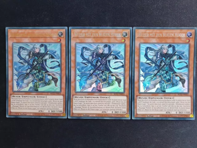 3x Yu-Gi-Oh! BLC1-DE014 Weiser mit den blauen Augen Ultra Rare NM 1st Ed