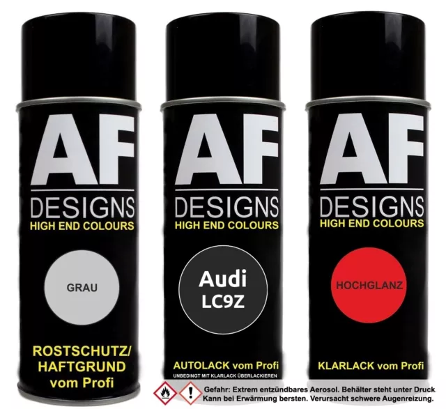 Spraydose Set für Audi LC9Z Black Magic Perl Autolack Klarlack Grundierung
