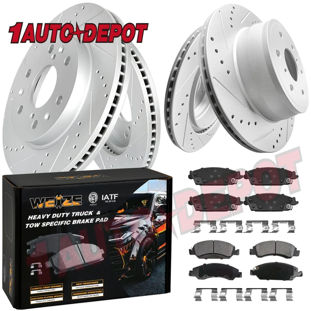FRONT & REAR Drilled Rotors Brake Pads for Chevy Silverado 1500 GMC