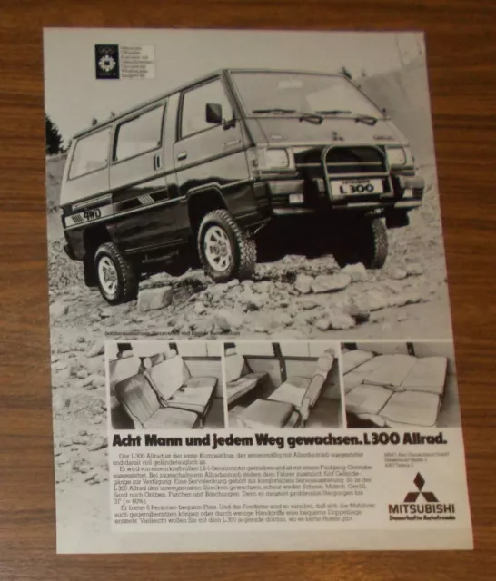 Seltene Werbung MITSUBISHI L 300 ALLRAD - Acht Mann und jedem Weg gewachsen 1983