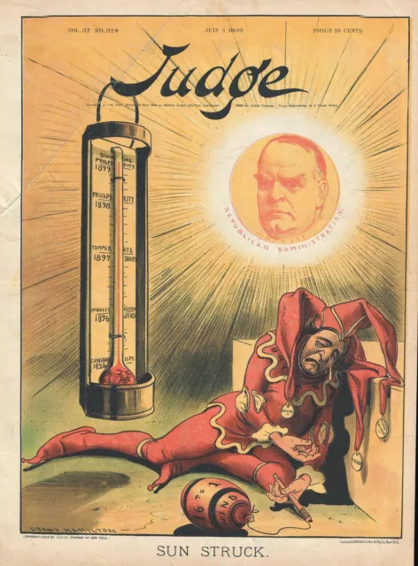 1899 Dessin animé politique Hamilton moquant William Jennings Bryan et argent libre