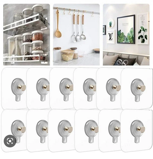12 Wall Hanging Seamless Nails Screw Stickers Punch-Free Wall Hooks