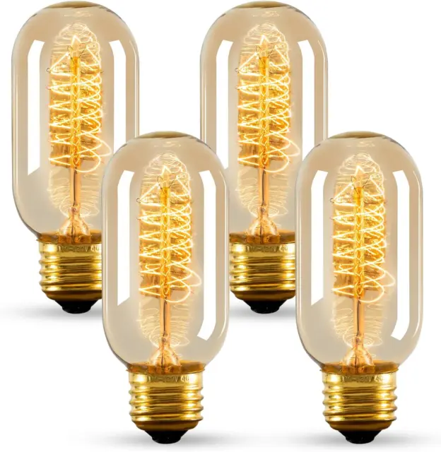 Edison Bulbs 4 Pack Vingtage Filament Light Bulb T45 2700K Warm Light 40 Watt