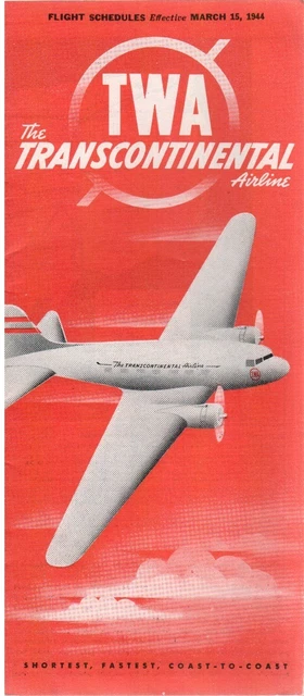 TWA TIMETABLE MARCH 1944 Vintage Trans World Airways $63.89 - PicClick AU