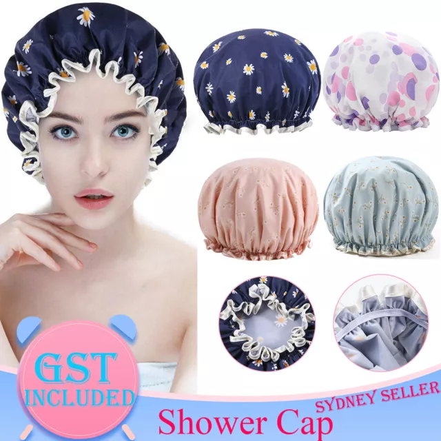 Shower Cap Sleep Luxury Bath Hat Hair Care Waterproof Double Layer Reuse Woman A