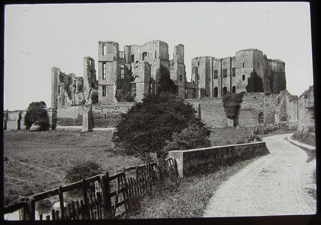 Glas magische Laterne Rutsche KENILWORTH CASTLE VON DER BRÜCKE C1890 ALTES FOTO