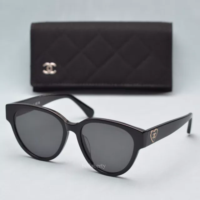 Chanel 5477 C501 Women Butterfly Sunglasses Black Frame Black w/Gold CC Logo