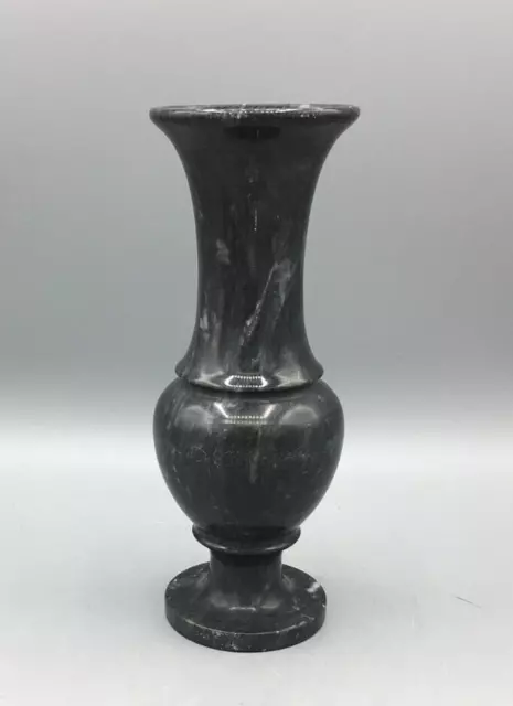 Vintage Carved Black Marble Greco Roman Style Candle Holder or Bud Vase 2