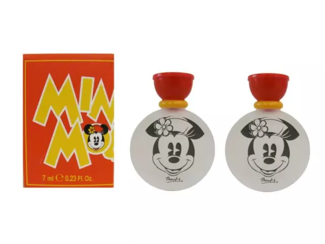 MINNIE MOUSE 2 x 7 ml Eau de Toilette Travel Miniature for Girls (NIB) By Disney