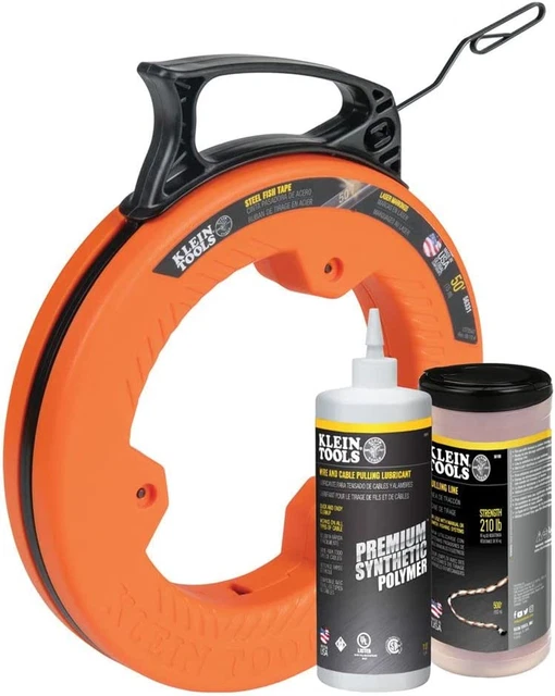 80058 Fish Tape Wire Pulling Kit with 50-Foot Steel Fish Tape, 500-Foot Pull Lin