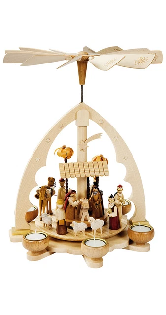 Pyramide de Noël scène de la Nativité, hauteur 40 cm, naturel av.. RG 16192 neuf