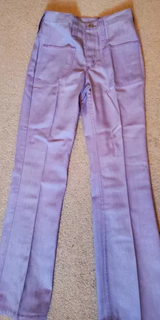 Vtg '70s Bell Bottoms Purple Maverick Jeans 26/30 Hips 35" Girls 9/10, Women XS