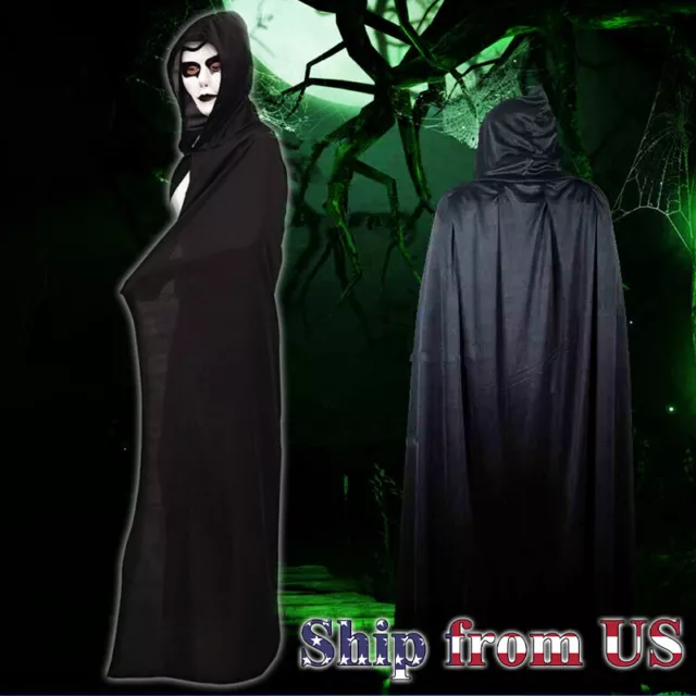 Halloween Fabric Cape Robe Hooded Cloak Vampire Witch Costume Cosplay Props