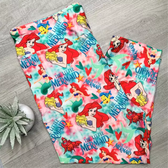 Ariel Sebastian Flounder Disney Little Mermaid Print Capri Leggings w/ Pockets