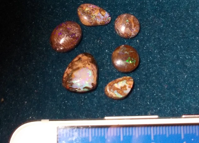 Queensland Boulder Koroit Opal cabine, 19,80 carati, x6, bel fuoco. Regno Unito