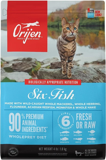 ORIJEN® Dry Cat Food, Grain Free, Premium, High Protein, Fresh & Raw Animal Six