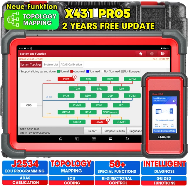 LAUNCH X431 PRO 5 Auto Dispositivo diagnostico OBD2 Programmazione ECU ...