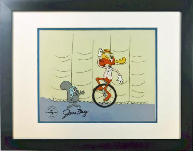 ⚪🟢🔵 Rocky Bullwinkle Sericel Cel HAND Signed voice June Foray New Frame